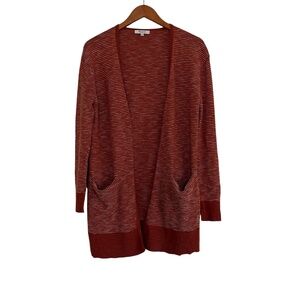 Madewell Striped Summer Ryder Open Front Cardigan XXS Burnt Orange Preppy Light